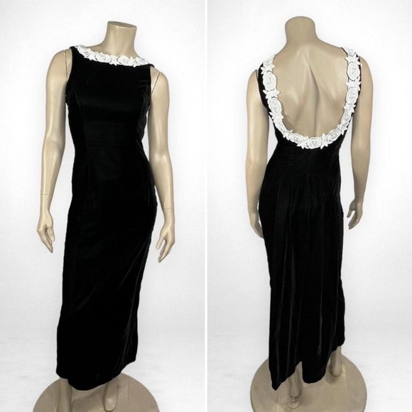 Scott McClintock Dresses & Skirts - Vintage SCOTT MCLINTOCK Velvet Sleeveless Black Maxi Dress 4
